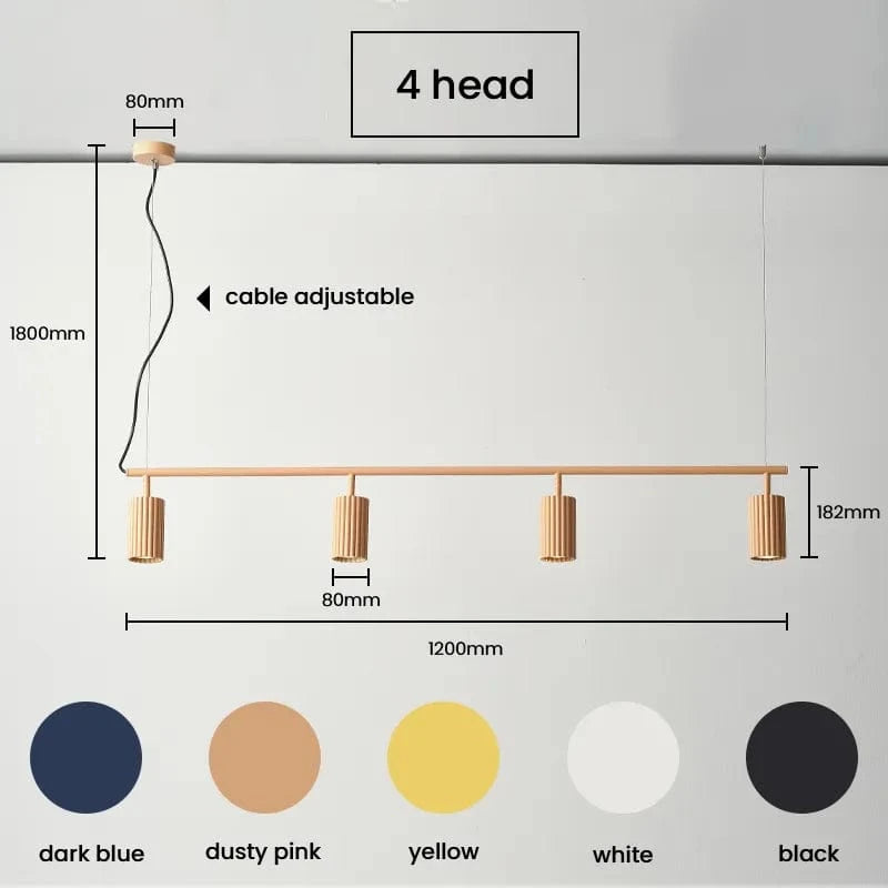 Suspension nordique de style moderne | Marco Lucetti 4 têtes / Bleu foncé / Blanc chaud