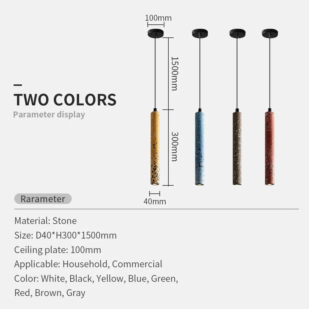 Suspension nordique design à tube long en ciment - Décoration moderne | Marco Lucetti