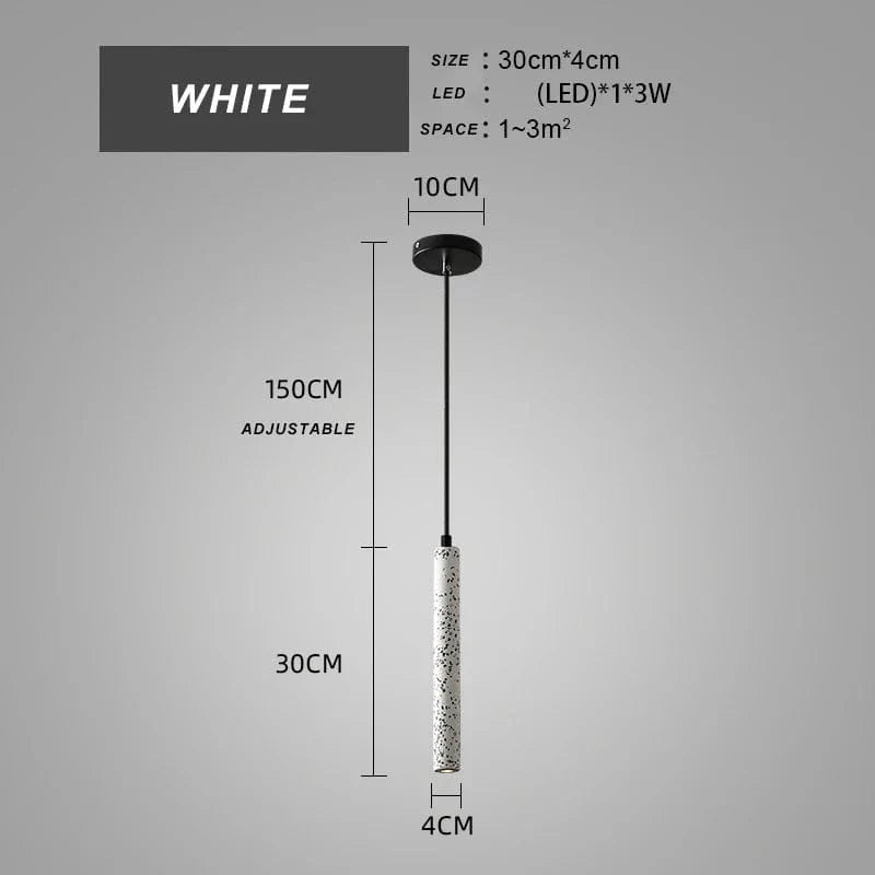 Suspension nordique design à tube long en ciment - Décoration moderne | Marco Lucetti BLANC / 6000K