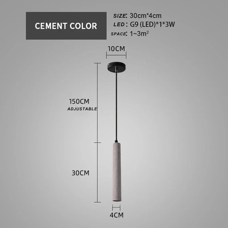 Suspension nordique design à tube long en ciment - Décoration moderne | Marco Lucetti GRIS FONCÉ / 3000K