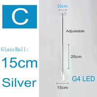 Suspension nordique design en verre clair | Marco Lucetti Argent 15cm / Longueur du fil1m / Blanc froid