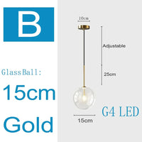 Suspension nordique design en verre clair | Marco Lucetti Doré 15cm / Longueur du fil1m / Blanc froid