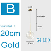 Suspension nordique design en verre clair | Marco Lucetti Doré 20cm / Longueur du fil1m / Blanc froid