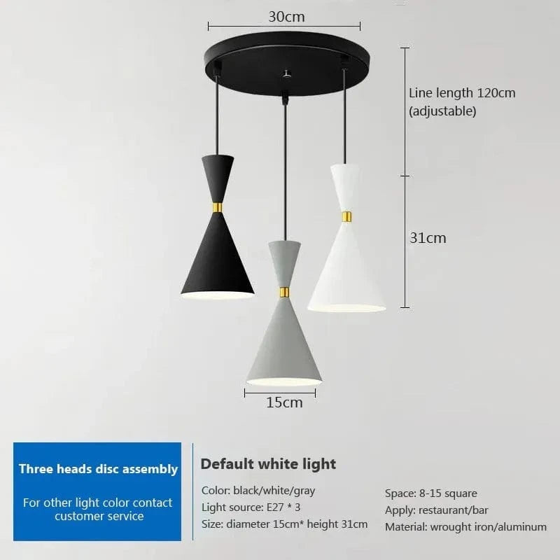 Suspension nordique en aluminium avec trois têtes | Marco Lucetti PL593 BGW 3H A / Blanc froid