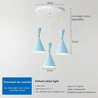 Suspension nordique en aluminium avec trois têtes | Marco Lucetti PL593 Bleu 3H A / Blanc froid