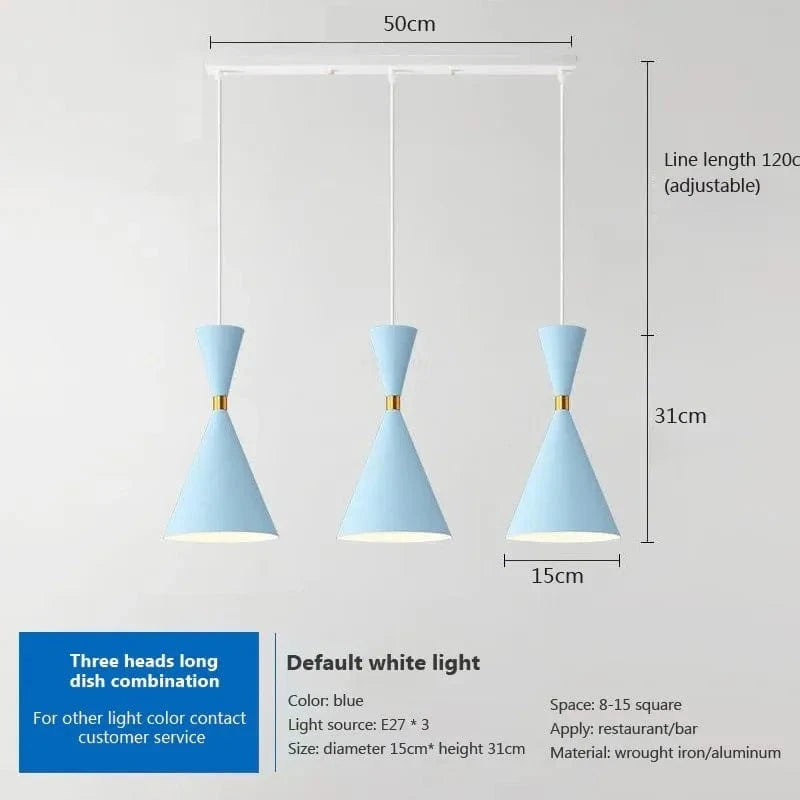 Suspension nordique en aluminium avec trois têtes | Marco Lucetti PL593 Bleu 3H B / Blanc froid