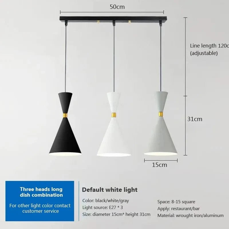 Suspension nordique en aluminium avec trois têtes | Marco Lucetti PL593 BWG 3H B / Blanc froid