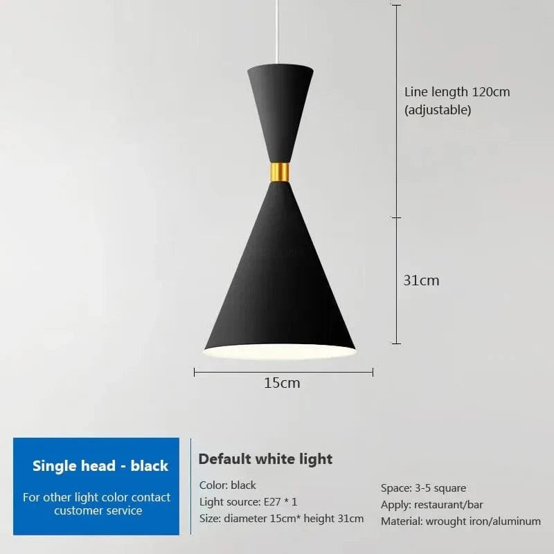 Suspension nordique en aluminium avec trois têtes | Marco Lucetti PL593 Noir / Blanc froid