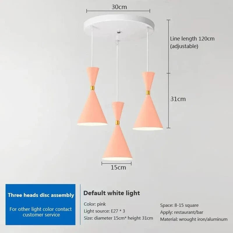 Suspension nordique en aluminium avec trois têtes | Marco Lucetti PL593 Rose 3H A / Blanc froid