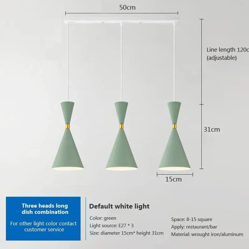 Suspension nordique en aluminium avec trois têtes | Marco Lucetti PL593 Vert 3H B / Blanc froid