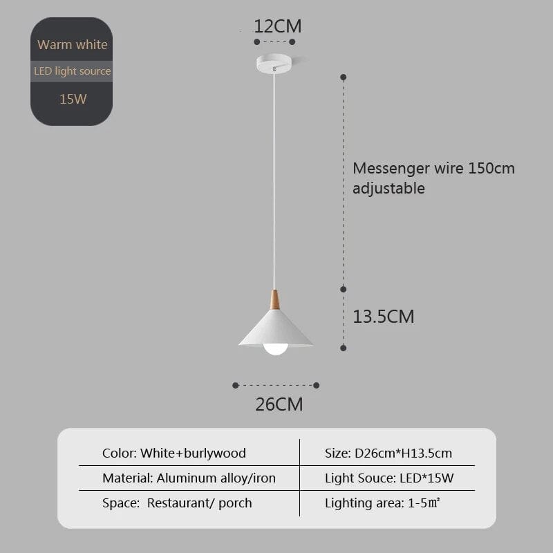 Suspension nordique en bois - Élégance minimaliste | Marco Lucetti WB W15W / Blanc froid