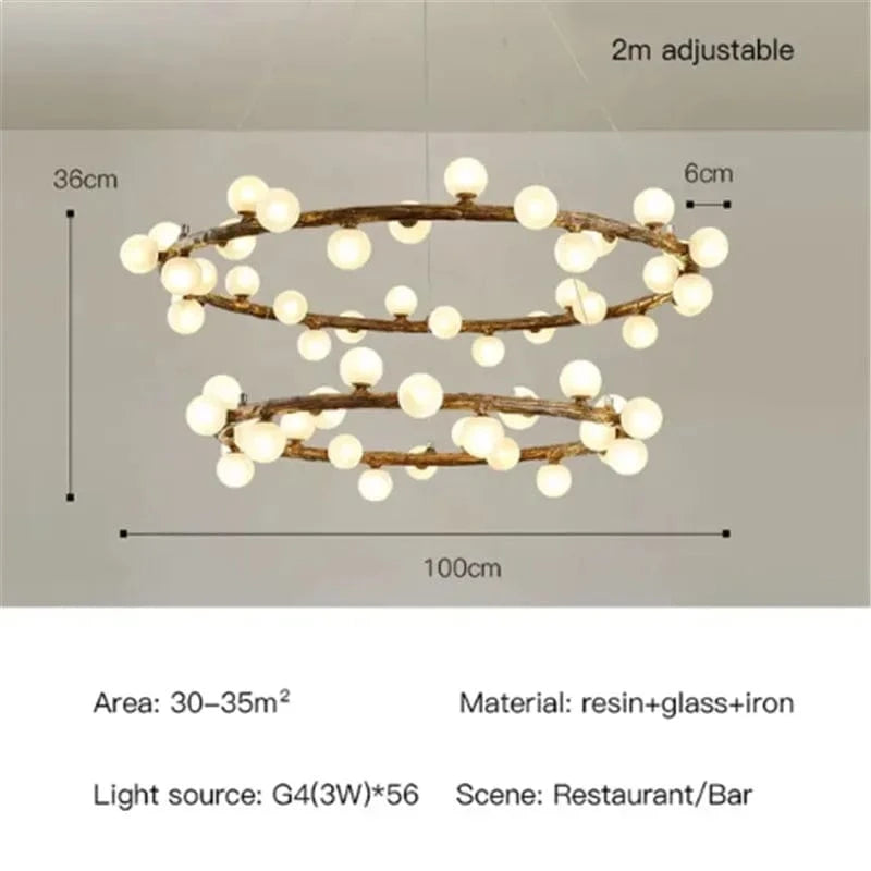 Suspension Nordique en Bois « Laiteux Personality Ring » | Marco Lucetti 48 tête / Blanc chaud