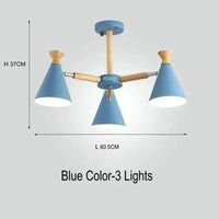 Suspension nordique en bois naturel | Marco Lucetti 3 lumières bleues