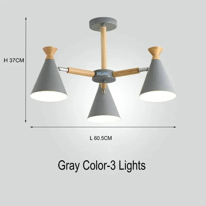Suspension nordique en bois naturel | Marco Lucetti 3 Lumières Gris