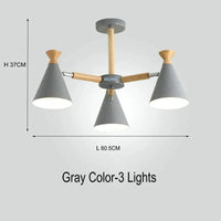 Suspension nordique en bois naturel | Marco Lucetti 3 Lumières Gris