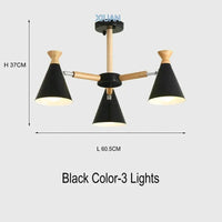 Suspension nordique en bois naturel | Marco Lucetti 3 lumières noires