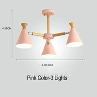 Suspension nordique en bois naturel | Marco Lucetti 3 Lumières Rose