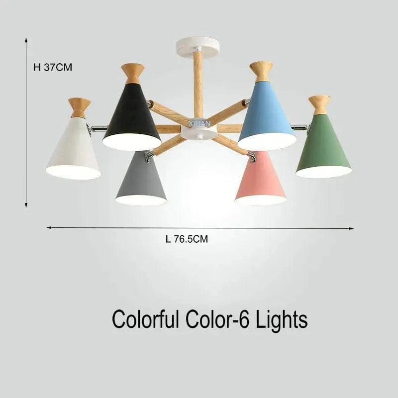 Suspension nordique en bois naturel | Marco Lucetti 6 lumières