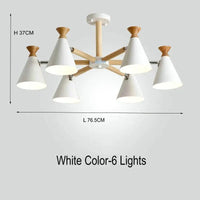 Suspension nordique en bois naturel | Marco Lucetti 6 lumières Blanc