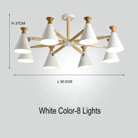 Suspension nordique en bois naturel | Marco Lucetti 8 lumières blanches