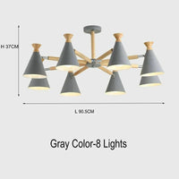 Suspension nordique en bois naturel | Marco Lucetti 8 lumières gris