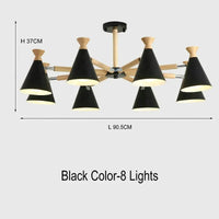 Suspension nordique en bois naturel | Marco Lucetti 8 lumières noires