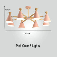 Suspension nordique en bois naturel | Marco Lucetti 8 lumières rose