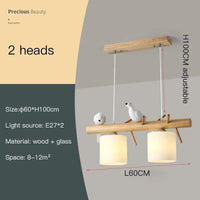 Suspension nordique en bois pour Table à manger - Style Unique | Marco Lucetti 2 têtes 14w blanc / Chine / Blanc chaud, pas de télécommande