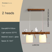 Suspension nordique en bois pour Table à manger - Style Unique | Marco Lucetti 2 têtes 14w / Chine / Blanc chaud, pas de télécommande