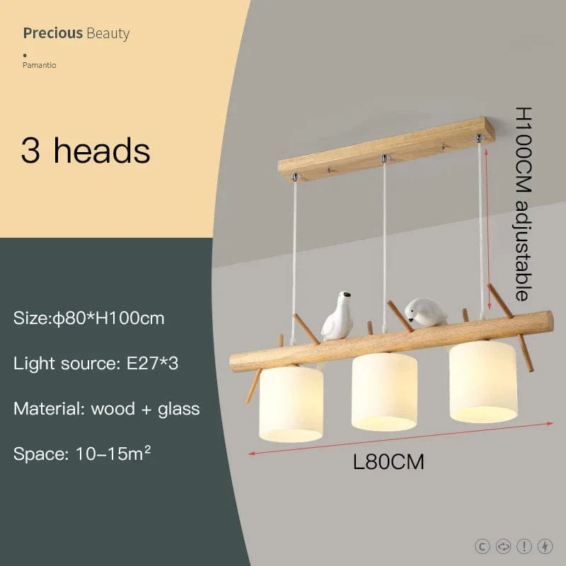 Suspension nordique en bois pour Table à manger - Style Unique | Marco Lucetti 3 têtes 21w blanc / Chine / Blanc chaud, pas de télécommande
