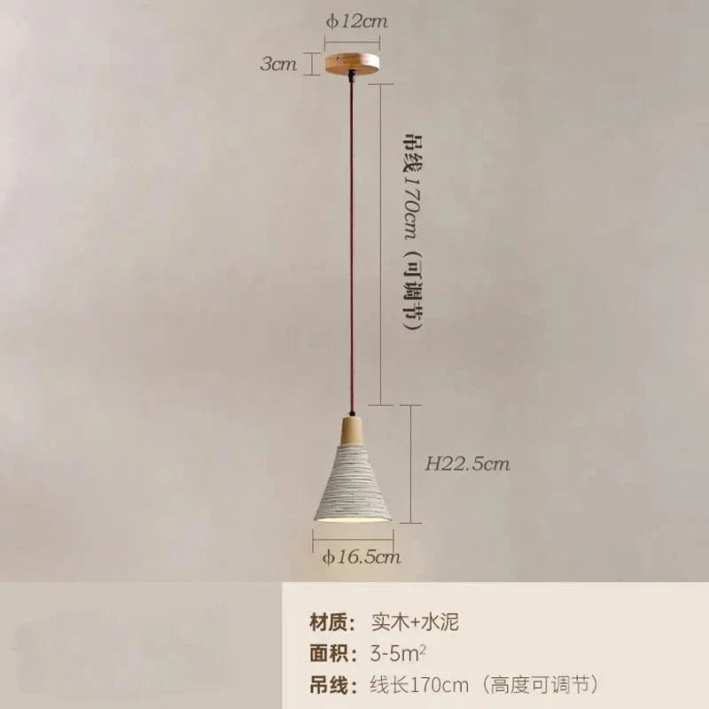 Suspension nordique en ciment et bois massif pour chambre, salon, restaurant, bureau, hôtel et café | Marco Lucetti
