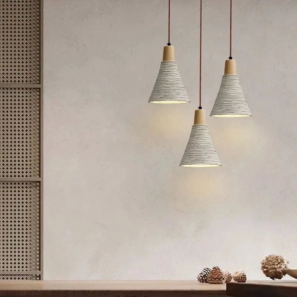 Suspension nordique en ciment et bois massif pour chambre, salon, restaurant, bureau, hôtel et café | Marco Lucetti