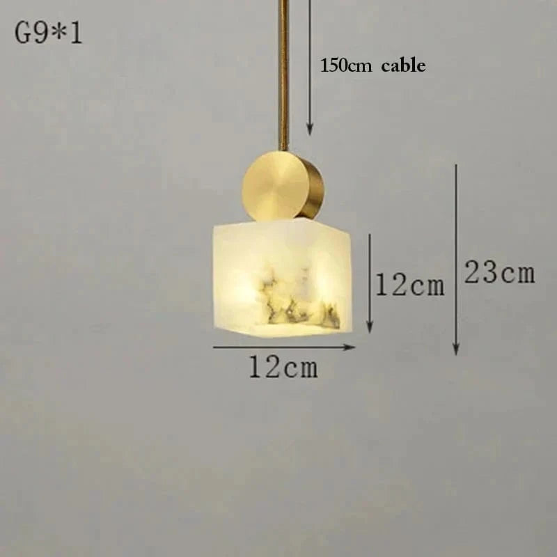 Suspension nordique en marbre et cuivre avec lumières LED - Luxe et élégance | Marco Lucetti Ae suspension à cordon