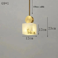 Suspension nordique en marbre et cuivre avec lumières LED - Luxe et élégance | Marco Lucetti Ae suspension à cordon