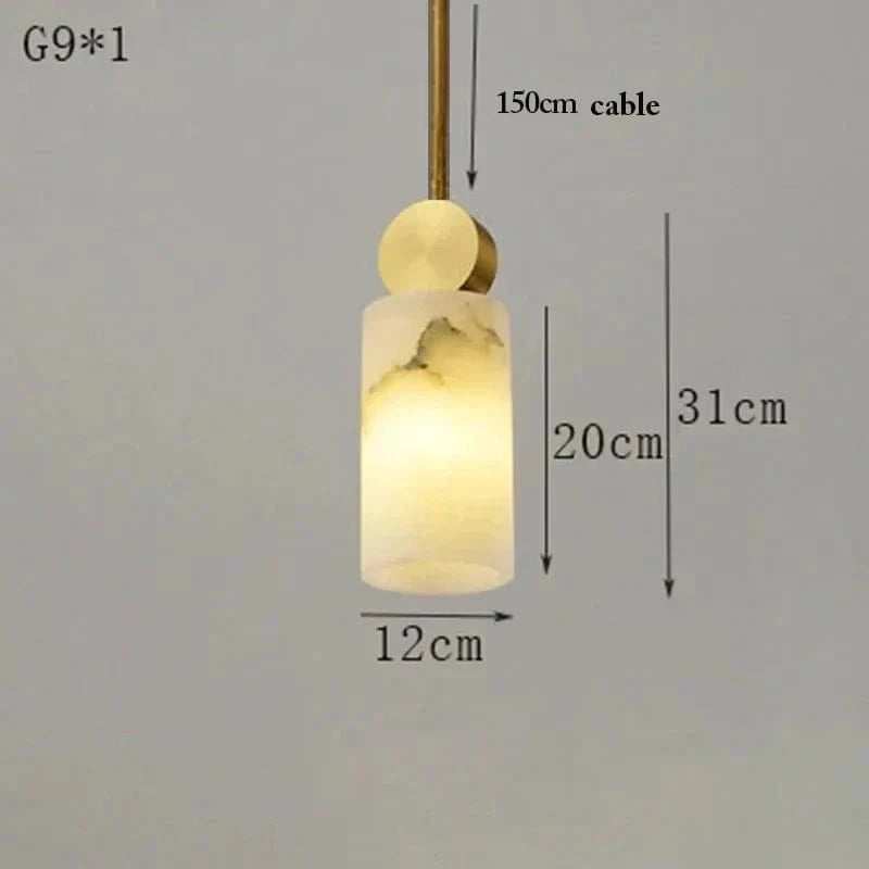 Suspension nordique en marbre et cuivre avec lumières LED - Luxe et élégance | Marco Lucetti Lampe à suspension à cordon B