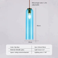 Suspension nordique en verre avec LED | Marco Lucetti PL683 Bleu ciel / Blanc froid