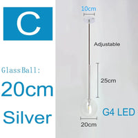 Suspension nordique en verre clair - Style Moderne | Marco Lucetti Argent 20cm / Longueur du fil1m / Blanc froid