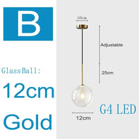 Suspension nordique en verre clair - Style Moderne | Marco Lucetti Doré 12cm / Longueur du fil1m / Blanc froid