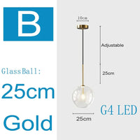 Suspension nordique en verre clair - Style Moderne | Marco Lucetti Doré 25cm / Longueur du fil1m / Blanc froid