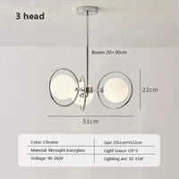 Suspension nordique en verre et fer noir | Marco Lucetti 3 têtes / Blanc froid