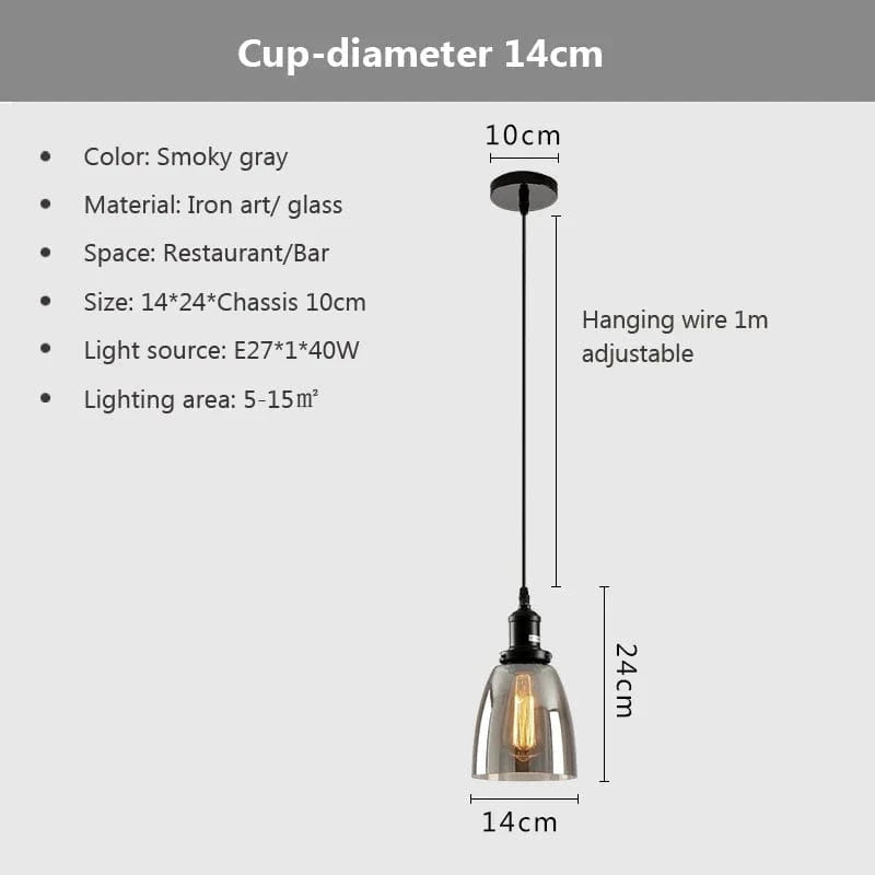 Suspension nordique en verre pour cuisine et restaurant | Marco Lucetti 1E / Sans ampoule