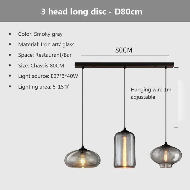 Suspension nordique en verre pour cuisine et restaurant | Marco Lucetti 3A / Sans ampoule