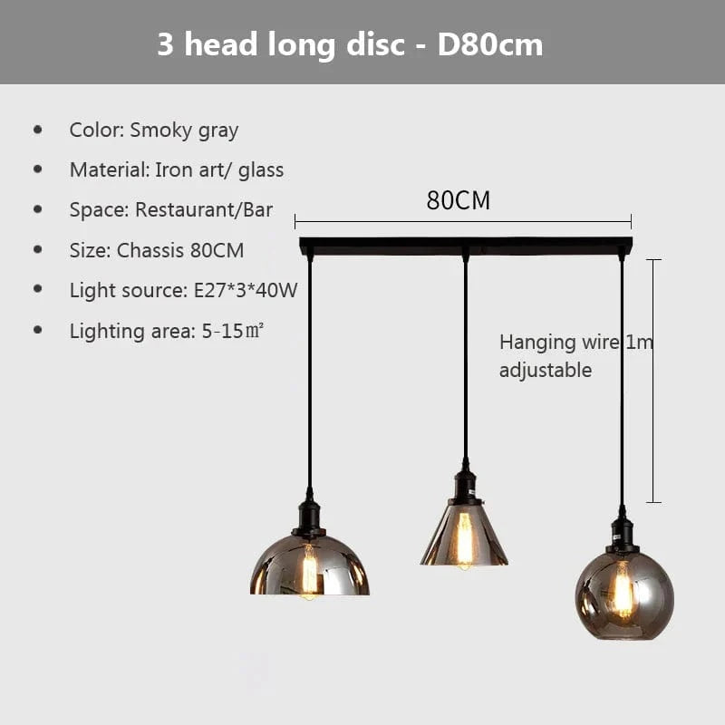 Suspension nordique en verre pour cuisine et restaurant | Marco Lucetti 3C / Lumière chaude