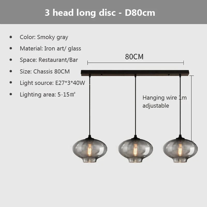 Suspension nordique en verre pour cuisine et restaurant | Marco Lucetti 3E / Sans ampoule