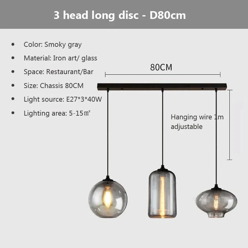 Suspension nordique en verre pour cuisine et restaurant | Marco Lucetti 3F / Lumière blanche