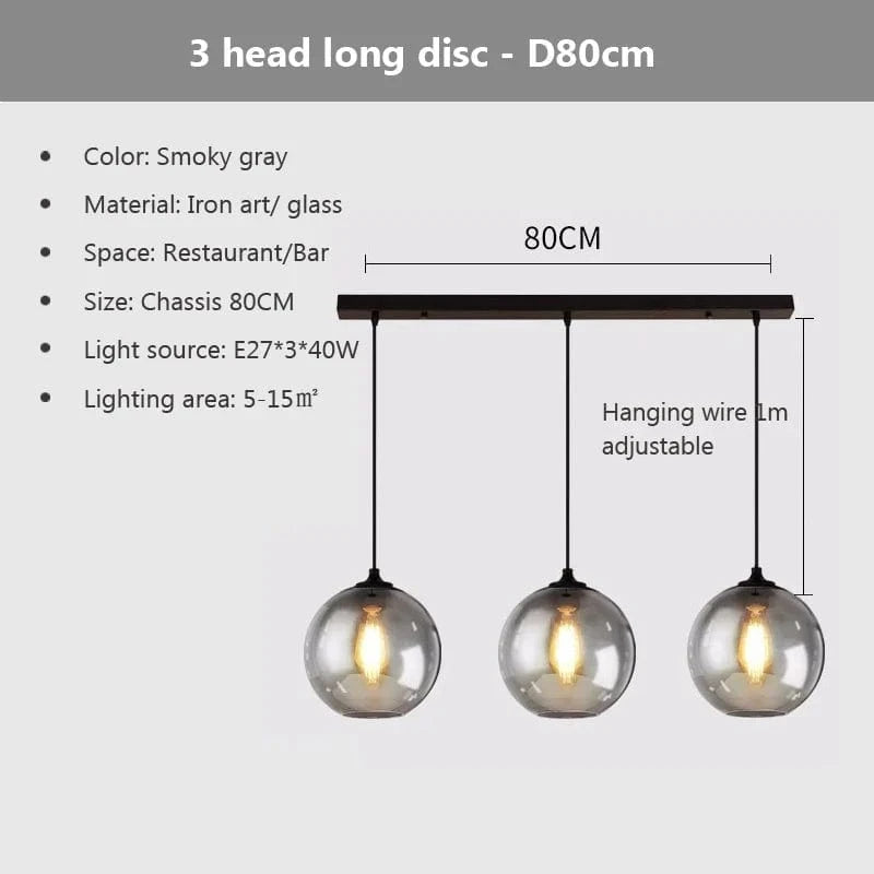 Suspension nordique en verre pour cuisine et restaurant | Marco Lucetti 3G / Lumière chaude