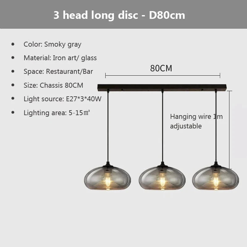 Suspension nordique en verre pour cuisine et restaurant | Marco Lucetti 3H / Lumière chaude