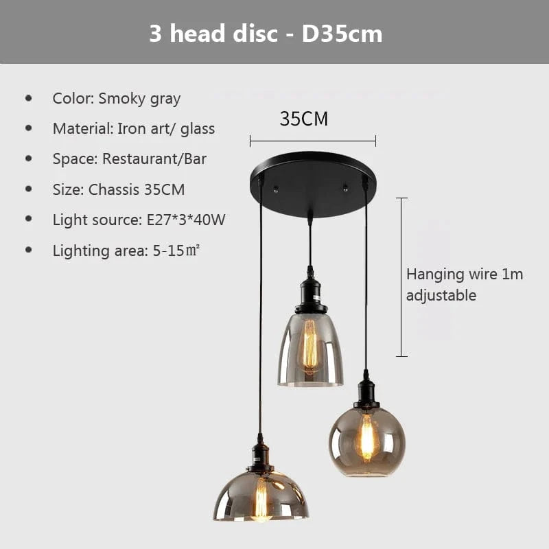 Suspension nordique en verre pour cuisine et restaurant | Marco Lucetti 3Je / Lumière chaude