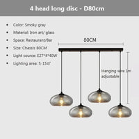 Suspension nordique en verre pour cuisine et restaurant | Marco Lucetti 4A / Sans ampoule