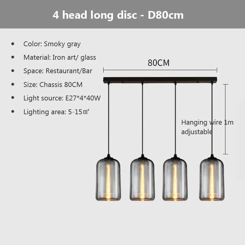 Suspension nordique en verre pour cuisine et restaurant | Marco Lucetti 4E / Sans ampoule